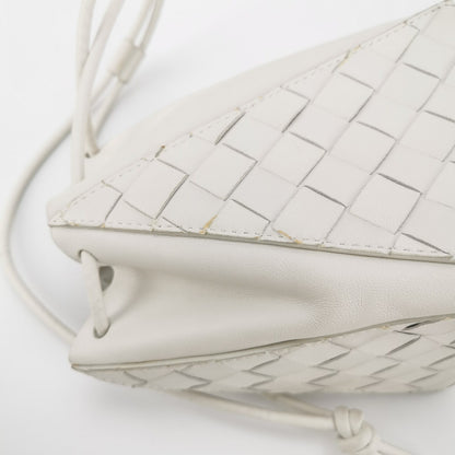 Bottega Veneta White Intrecciato The Mini Knot Shoulder Bag