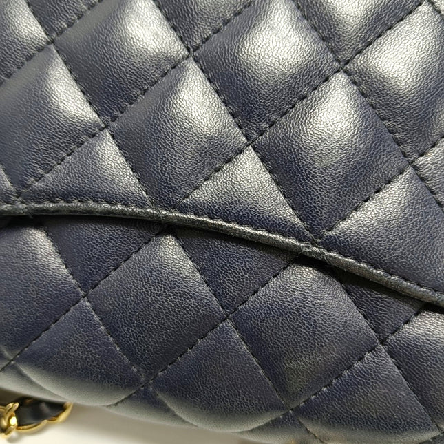 Chanel Classic Flap Rectangular Mini 2015 Navy Lambskin Gold Hardware