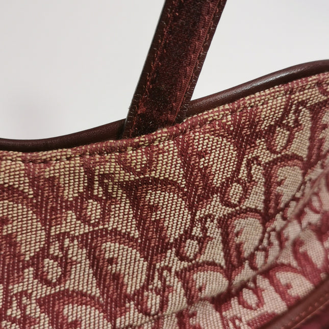 Dior Saddle Vintage Medium Red Burgundy Monogram Oblique Shoulder Bag 2002