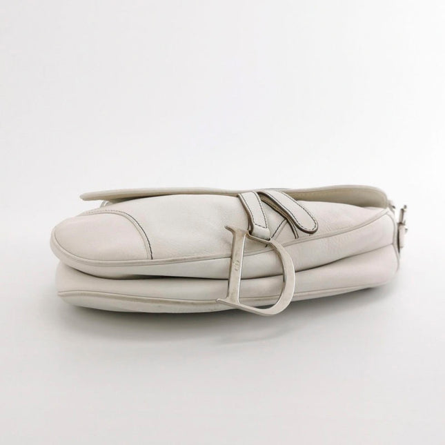 Dior Saddle Vintage Leather White with Silver Hardware