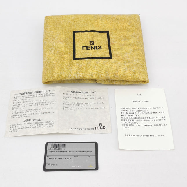 Fendi Mamma Baguette Rabbit Fur Polka Dots Print Shoulder Bag