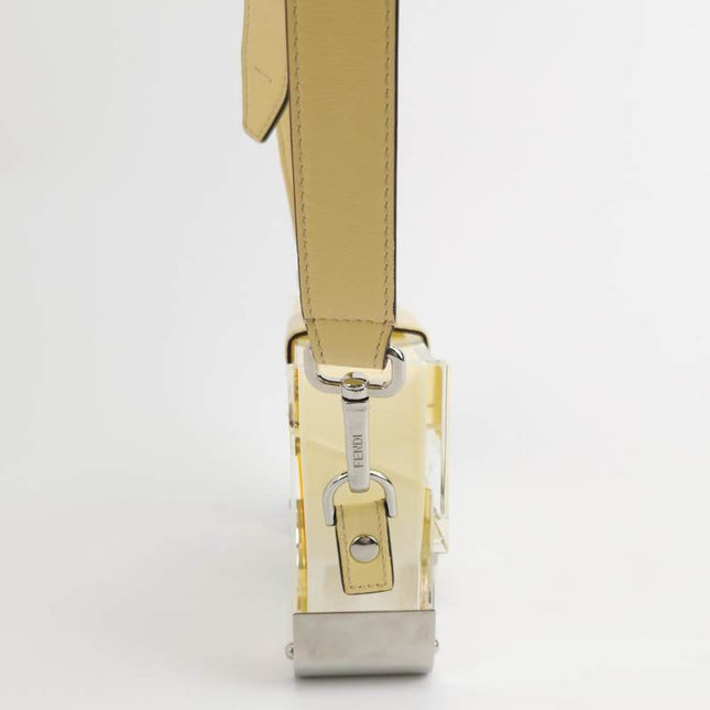Sold Fendi Baguette Mini Box Yellow/Clear Acrylic Plexiglass and Leather Crossbody Bag