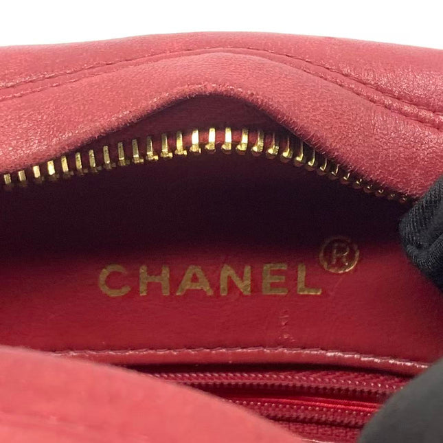 Chanel Vintage Camera Bag Red Lambskin Leather Gold Bajou Chain