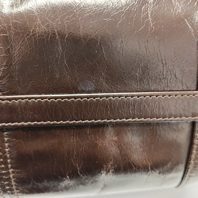 Prada Bonnie Medium Soft Lux Brown Shiny Calfskin Leather Shoulder Bag