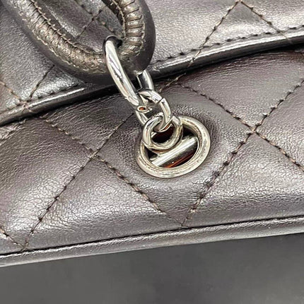 Sac Reporter Ligne Cambon Chanel en cuir de veau noir multipoches taille moyenne