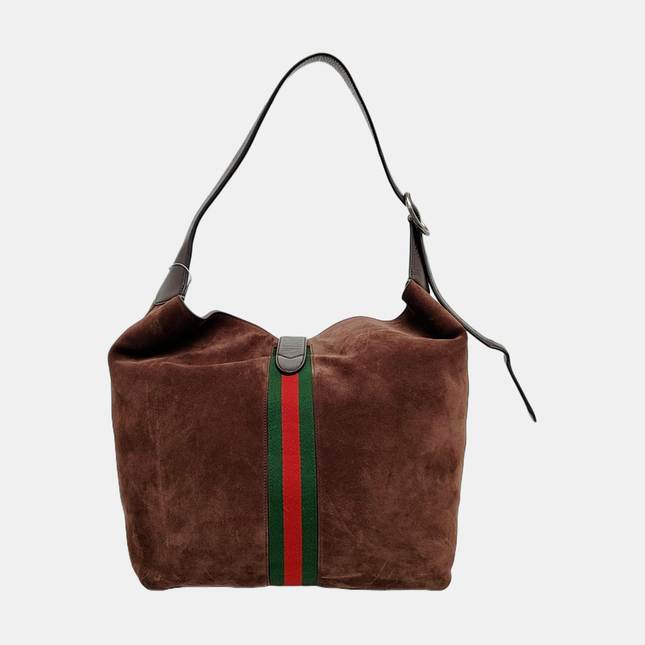 Gucci Jackie 1961 Medium Brown Suede Shoulder Tote Bag