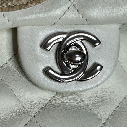 Chanel Cambon Multi-pocket Ligne Reporter Bag Large White Calfskin Leather