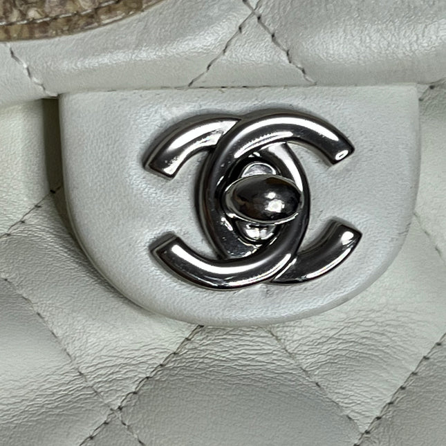 Chanel Cambon Multi-pocket Ligne Reporter Bag Large White Calfskin Leather