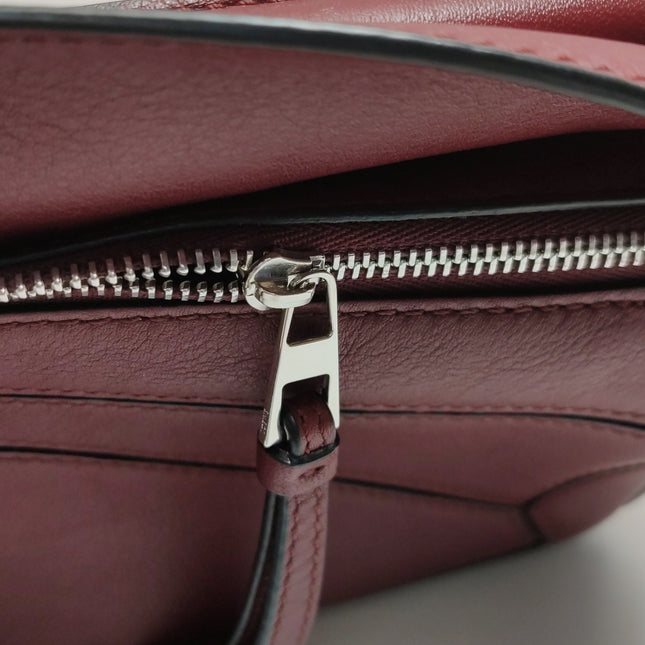 Loewe Puzzle Mini Burgundy Calfskin Leather Crossbody Bag