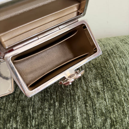 Chanel 22p Mini White Quilted Lambskin Box Clutch Crossbody Bag