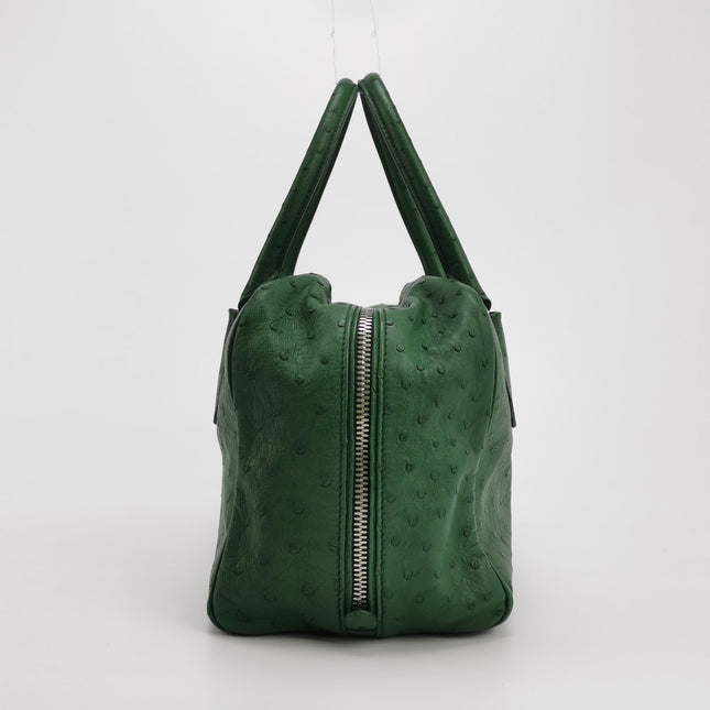 Prada Inside Bag Green Ostrich Leather Green Lambskin Leather Interior Medium