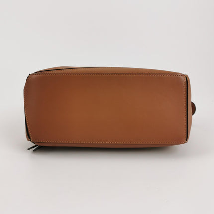 Loewe Puzzle Small Tan Brown Calfskin leather Bag White Logo