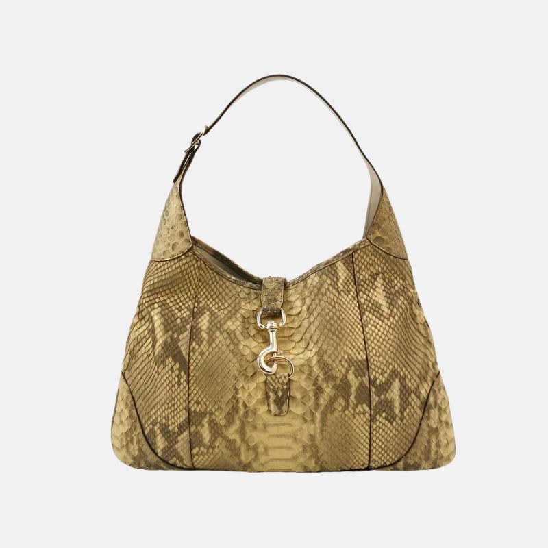 Gucci Jackie Vintage Camel Python Leather Rare-Luxbags