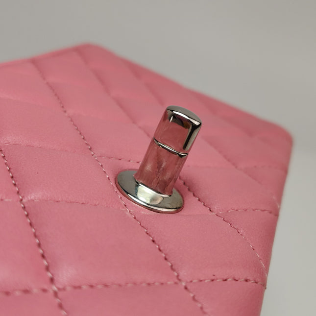 Chanel Classic Flap Mini 2016 Pink Lambskin Leather Silver Hardware