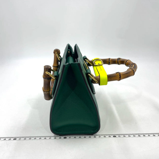 Gucci Diana Mini Green Leather Bag Bamboo Handle with Strap
