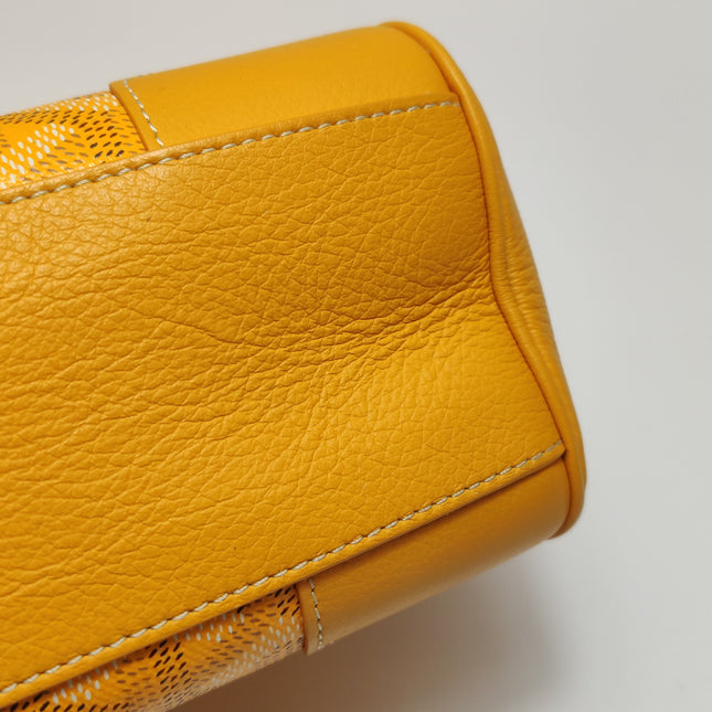 Goyard Saigon Mini Yellow Canvas and Leather Wooden Top Handle Crossbody Bag