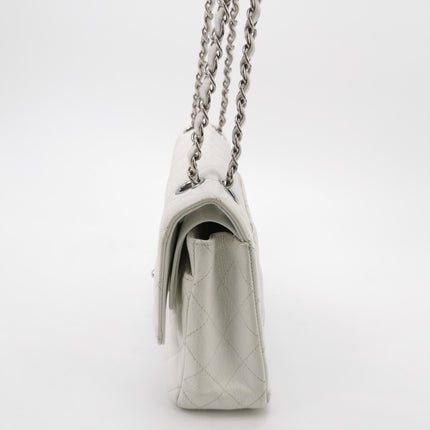 Chanel Classic Flap Medium 2008 White Caviar Leather Silver Hardware