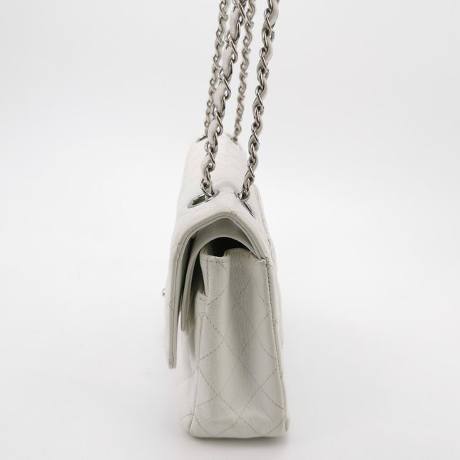 Chanel Classic Flap Medium 2008 White Caviar Leather Silver Hardware