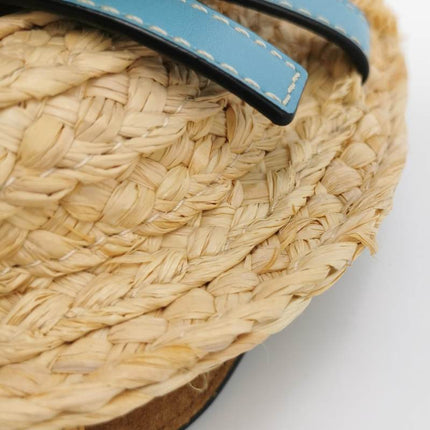 Loewe Gate Mini Blue Leather and Straw Crossbody Bag