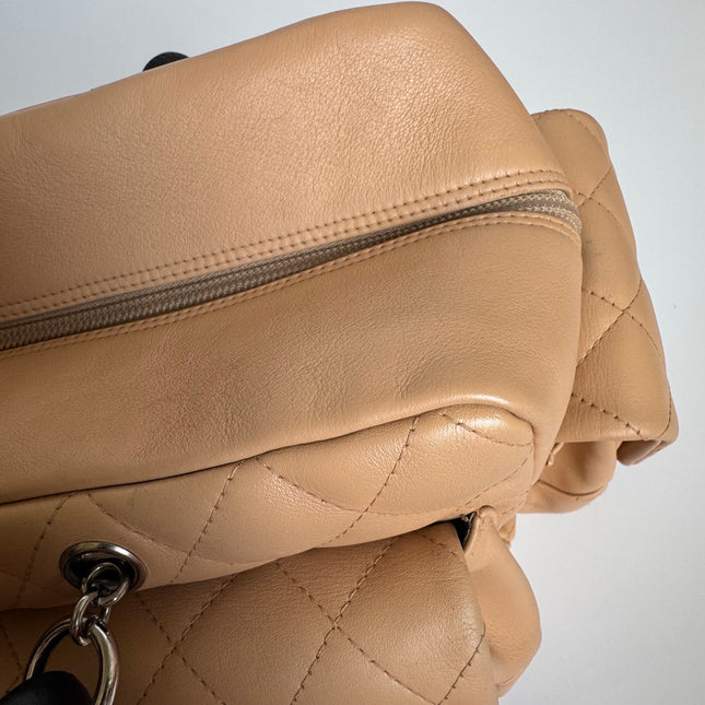 Chanel Cambon Multi-pocket Ligne Reporter Bag Large Beige Calfskin Leather