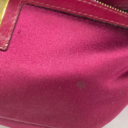 Fendi Baguette Pink Patent Leather Striped Gold Hardware Shoulder Bag