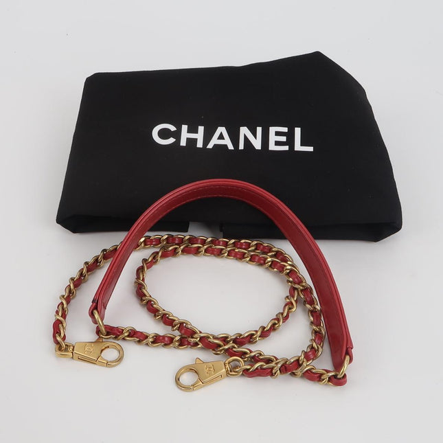 Chanel Coco Handle Small Red Lambskin Leather Chevron Stitching Gold Hardware, 2017-18