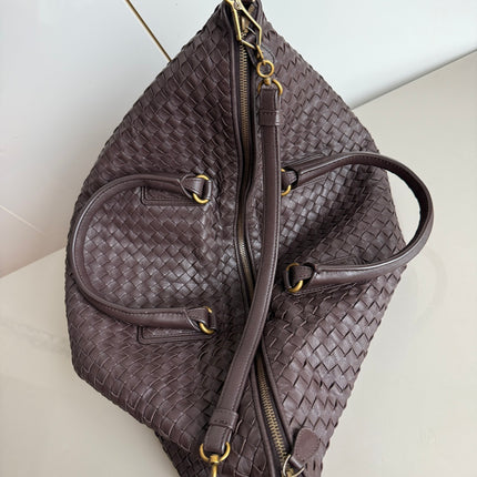 Bottega Veneta Maxi Convertible Tote Dark Chocolate Brown Leather Gold HW 50cm