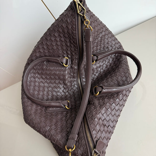 Bottega Veneta Maxi Convertible Tote Dark Chocolate Brown Leather Gold HW 50cm