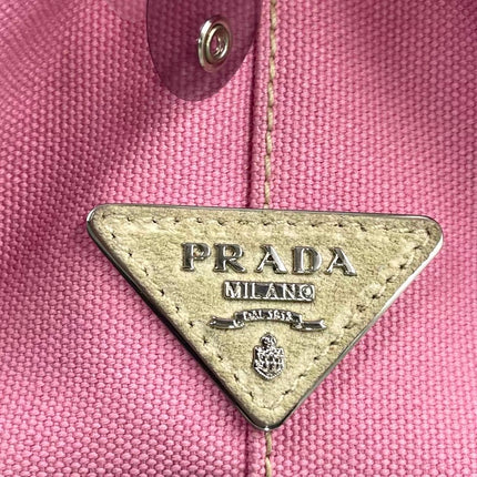Prada Canape Small Pink Canvas with Sequins Top Handle Bag with Strap Rare