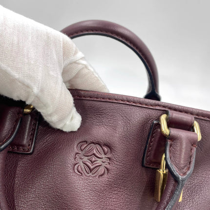 Loewe Amazona 28 in Burgundy Calfskin Leather and Gold-tone Hardware