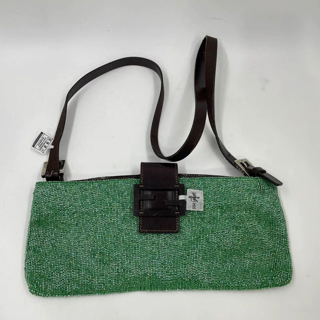 Sac bandoulière Fendi Lemon Yellow perlé à ouverture supérieure