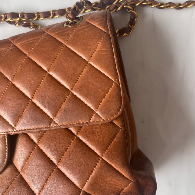 Sold Chanel Double Sided Classic Flap Caramel Leather Handbag