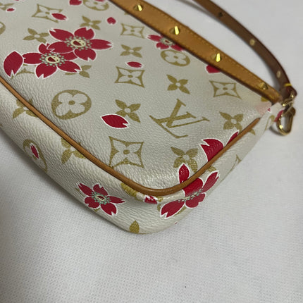 Louis Vuitton x Takashi Murakami Cherry Blossom Pochette Accessoire White Monogram