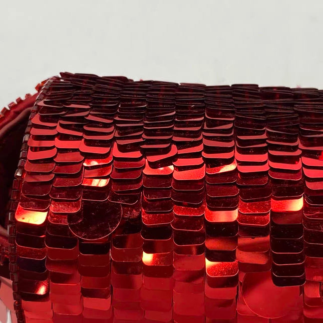 Fendi Baguette Medium Red Glitter Sequins Shoulder Bag