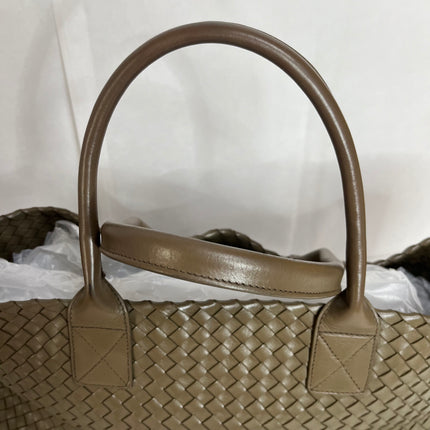 Bottega Veneta Cabat Large Intreccio Leather Tote Bag Dark Olive Green