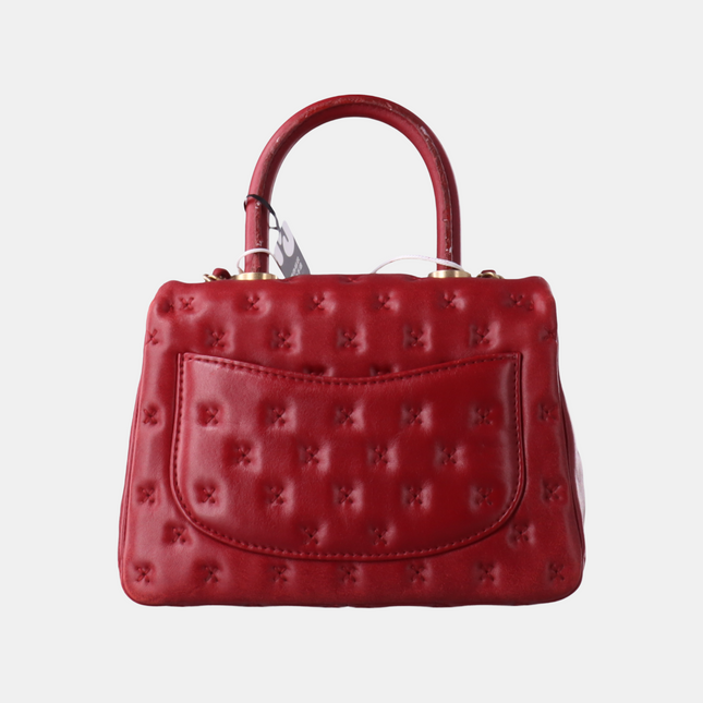 Chanel Paris-Rome Cross Stitch Mini Coco Handle Red Lambskin Crossbody Bag, 2017