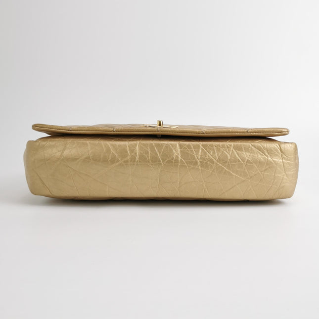 Chanel Paris Bombay Pondicherry Flap Bag Quilted Large Gold Shiny Calfskin Leather