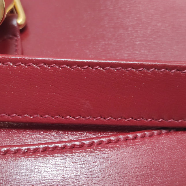 Gucci Jackie 1961 Red Burgundy Leather Bag Small with Adjustable Strap Gold Piston Lock