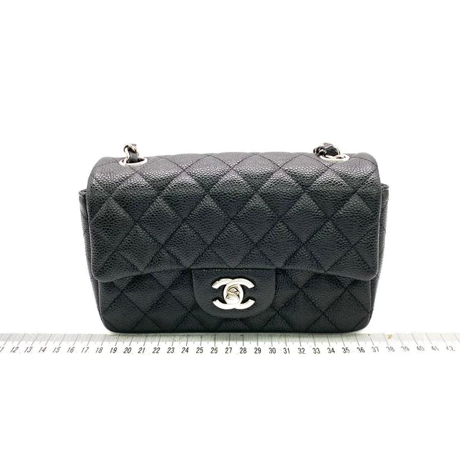 Chanel Classic Flap Mini Black Caviar Silver Hardware 2017-18
