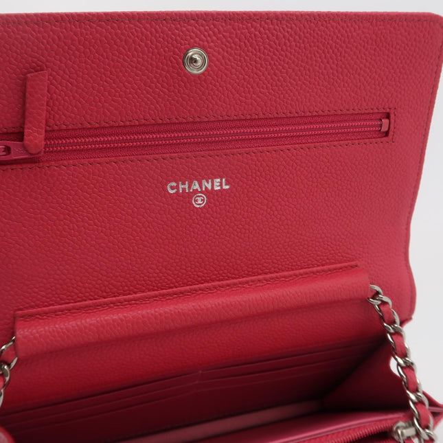 Chanel WOC Wallet on Chain Fuchsia Caviar Leather with Enamel Logo