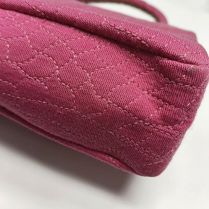 Chanel 2.55 Jumbo Double Flap Pink Fabric Crocodile Print Gold-tone Hardware