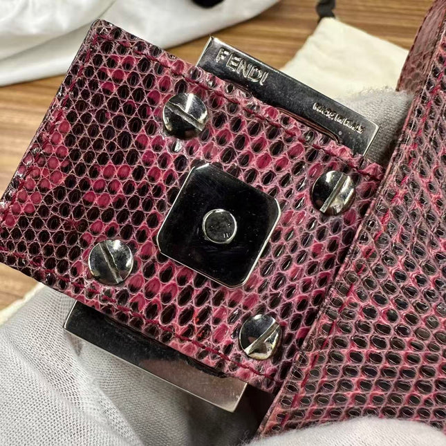 Fendi Baguette Purple Lizard Skin Leather Handbag