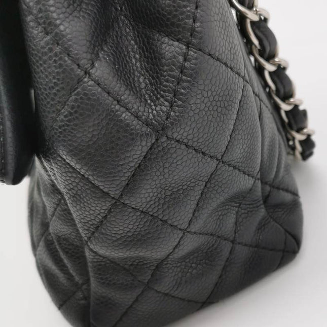 Chanel Classic Flap Maxi Black Soft Caviar Leather Silver-tone Hardware Giant CC Logo