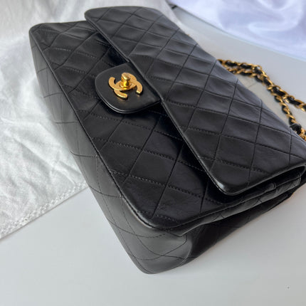 Chanel Classic Flap Vintage Medium Black Lambskin Leather with 24k Gold HW, 1996-1997