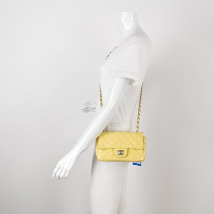 Chanel Classic Flap Rectangular Mini Yellow Patent Leather Silver HW, 2014-2015