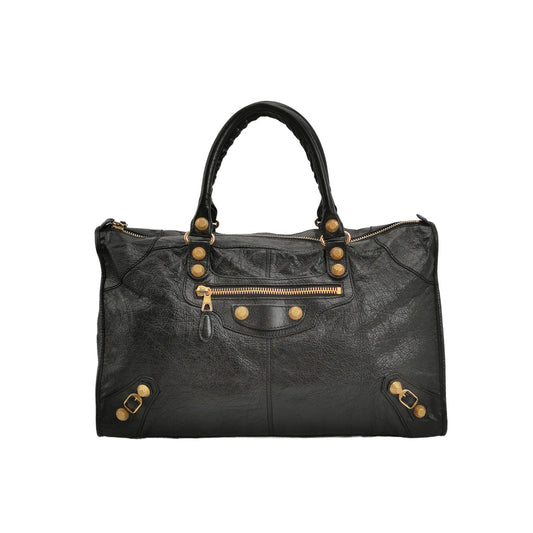 Balenciaga City Bag Black with Gold-tone hardware Large Handbag-Luxbags