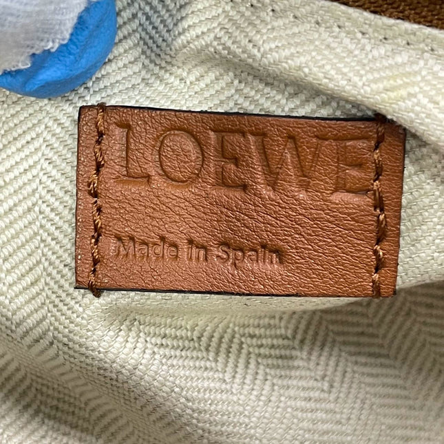 Loewe Puzzle Small Leather Woven Caramel Tan Crossbody Bag