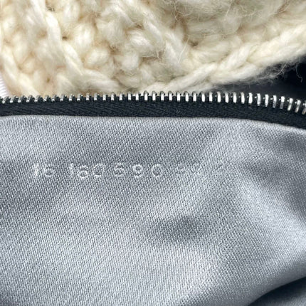 Fendi Baguette Bag White Crochet Knit Wool Pompom Shoulder Bag