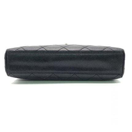 Chanel Single Flap Black Caviar Leather Vintage 24k Gold