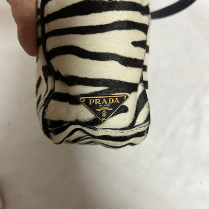 Prada Zebra Print Ponyhair Calfskin Leather Handbag